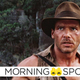 Harrison Ford as Indiana Jones wears his trademark hat on a rope bridge in Indiana Jones and the Temple of Doom